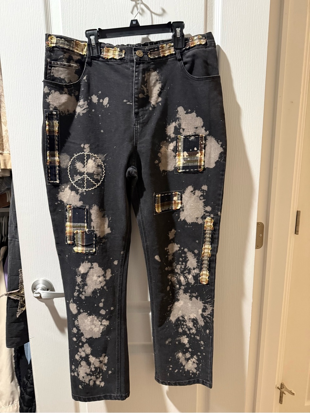 Faded Black Denim Peace and Love Jeans